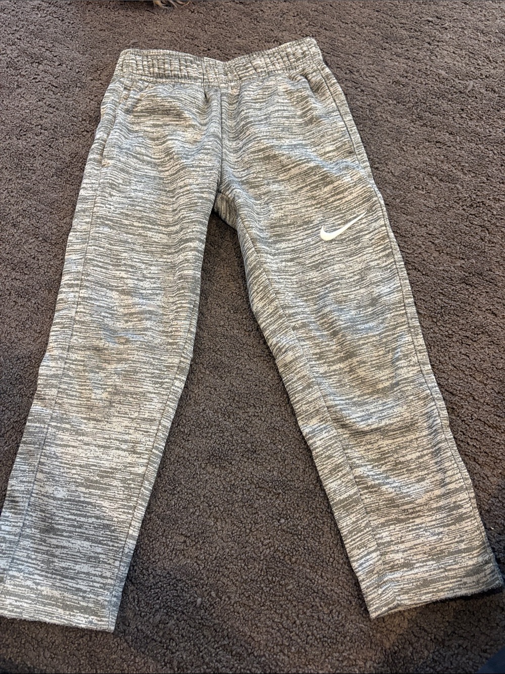 Boys Nike Kids Gray Heather Sweat Joggers with White Swoosh